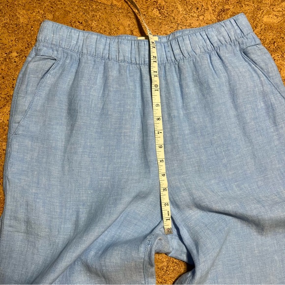Cynthia Rowley 100% Linen Wide Leg Crop Pants In Light Blue Sz L - Picture 12 of 14